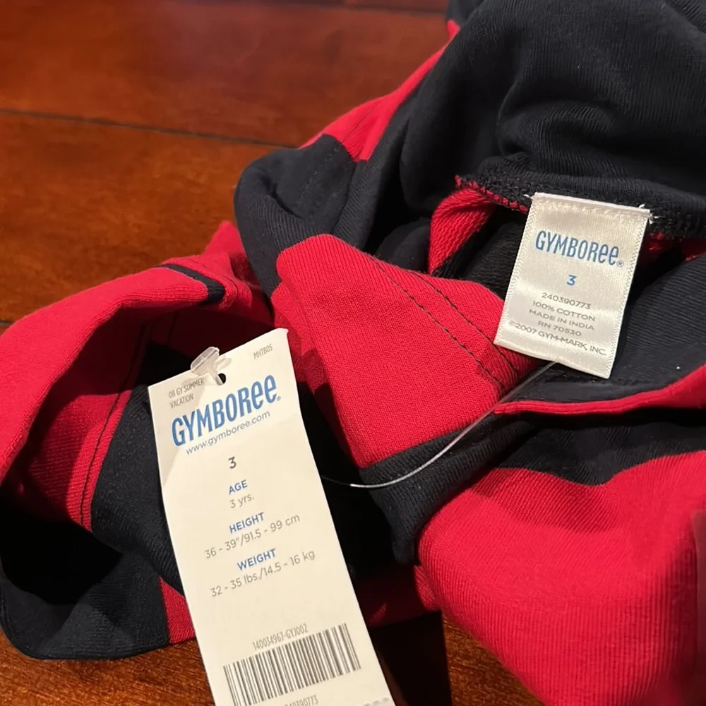 NWT Gymboree Shark Reef Red Navy Striped Hoodie Size 3